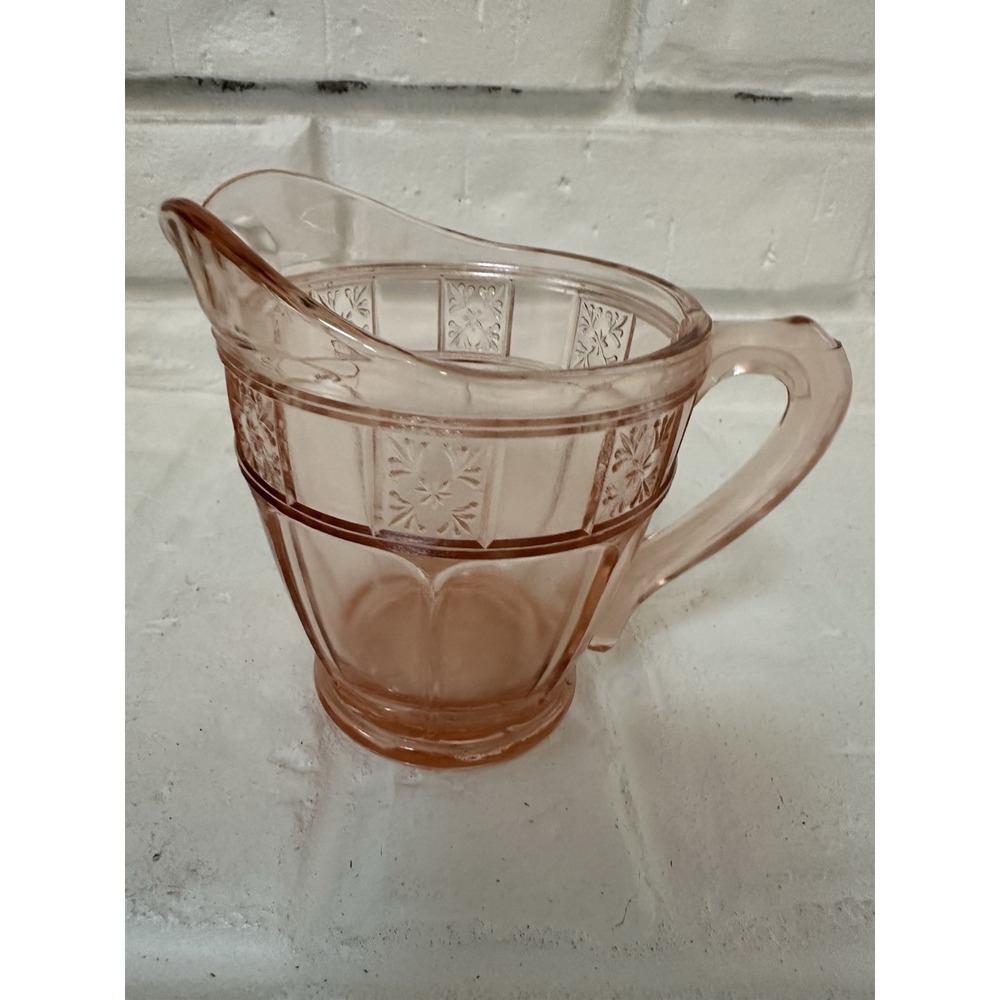Jeannette Doric Creamer & Sugar Bowl Pink Depression Glass Read - Picture 12 of 16